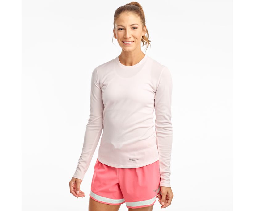 Women\'s Saucony Stopwatch Long Sleeve Shirts Pink | Singapore 299DFMN